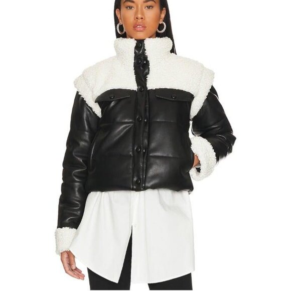 Lovers & Friends Greenpoint Twofer Puffer Jacket Black Size XL NWT - Picture 2 of 12